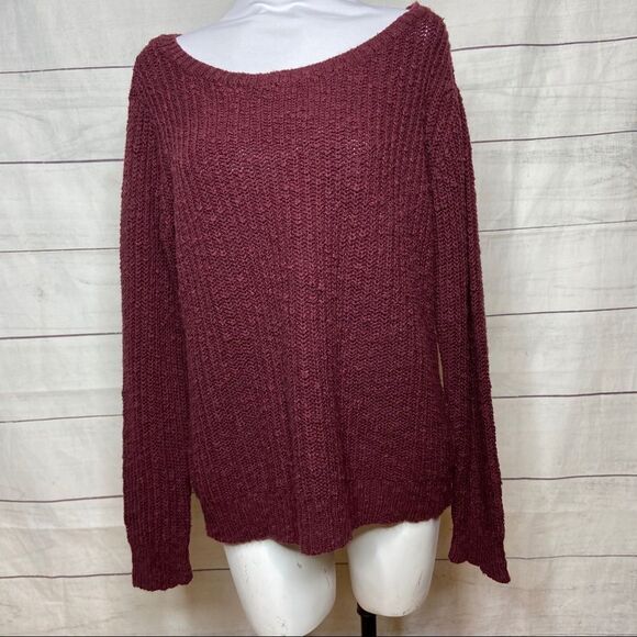 Brandy Melville maroon one size loose knit sweater - Picture 1 of 7